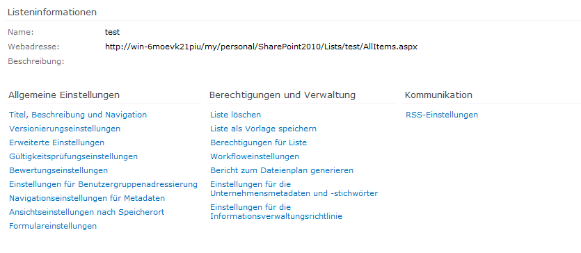 Eine Liste löschen